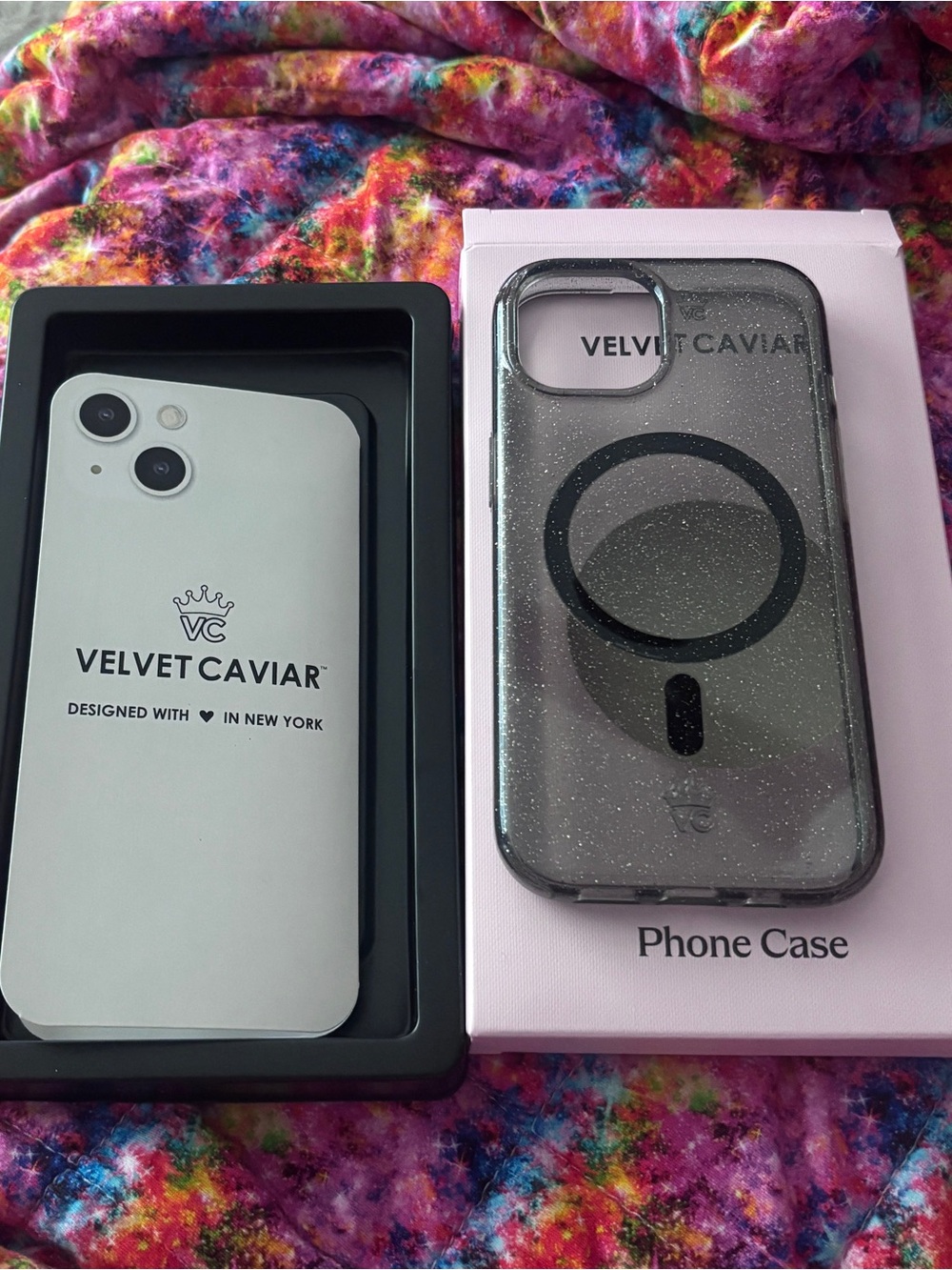 NEW Gray Stardust Glitter Sparkle Velvet Caviar iPhone 15 Case